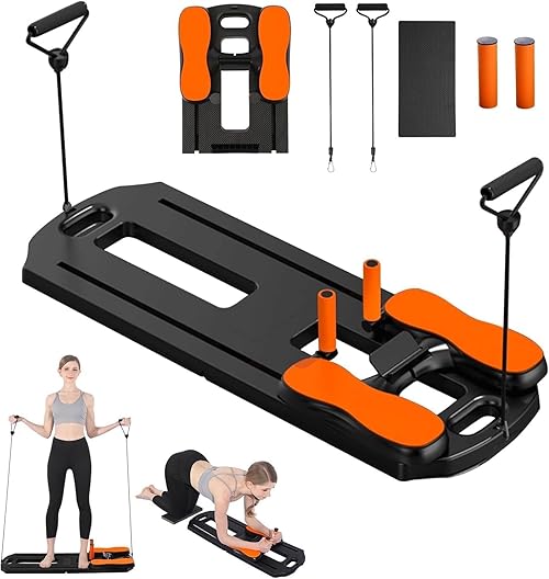 Pilates Board, 2025 Pilates Reformer Set, 5 in 1 Multifunctional Abdominal Board, Portable Ab Core Trainer, Foldable Pilates Reformer Board for Home, Black