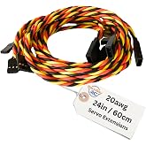 BackBayRC - 20awg Servo Extension Wire - 100 Strands for RC Vehicles, Drones, E-Bikes - 6 Lengths / 5 Wires per Pack (60CM / 24in / 2ft)