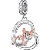 SCZKLAQ Corgi Charm 925 Sterling Silver Corgi Gifts for Corgi Lovers Cute Puppy Dog Corgi Jewelry Dog Charms for Bracelets Corgi Gifts for Women
