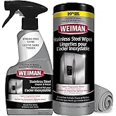 Weiman Stainless Steel Cleaner Kit - Removes Fingerprints, Residue, Water Marks, and Grease