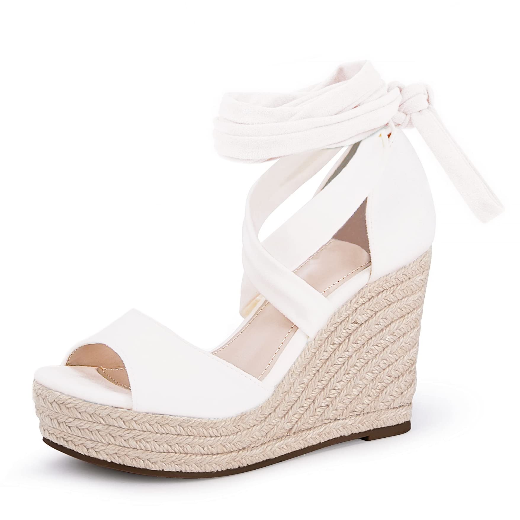 Photo 1 of Womens Espadrilles Wedges Sandals Heels Open Toe Tie Lace Up Platform Ankle Strap Summer Dress Shoes 9.5