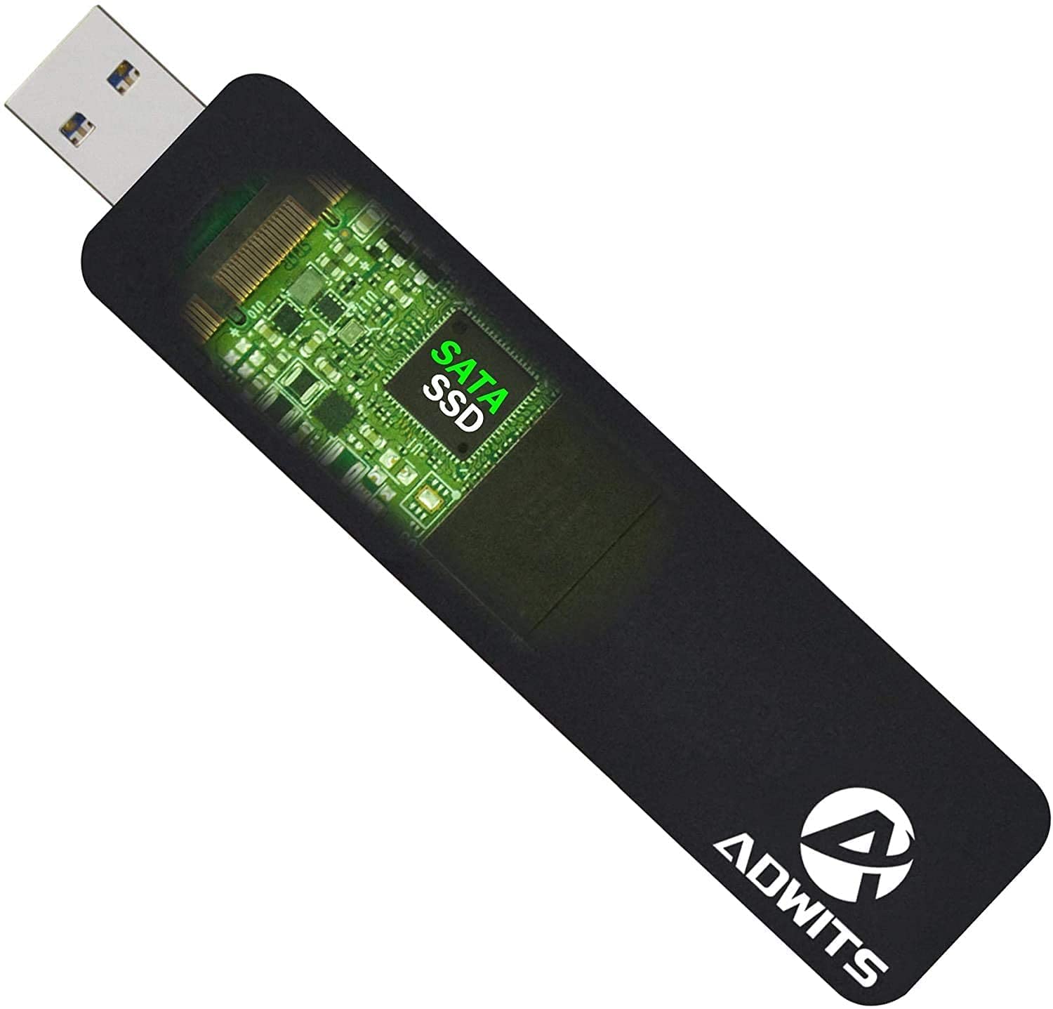 Adwits USB 3.0 UASP to SATA NGFF M.2 2230/2242/2260/2280 Key B or B&M SSD SuperSpeed Adapter, Cordless External Enclosure Case for Samsung 850 EVO, DREVO Crucial Solid State Drive & More, Black