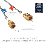 GROHE 15mm Compression x 3/8 Inch BSP Male Brass Adaptors for UK Taps - Set of 2 view 3