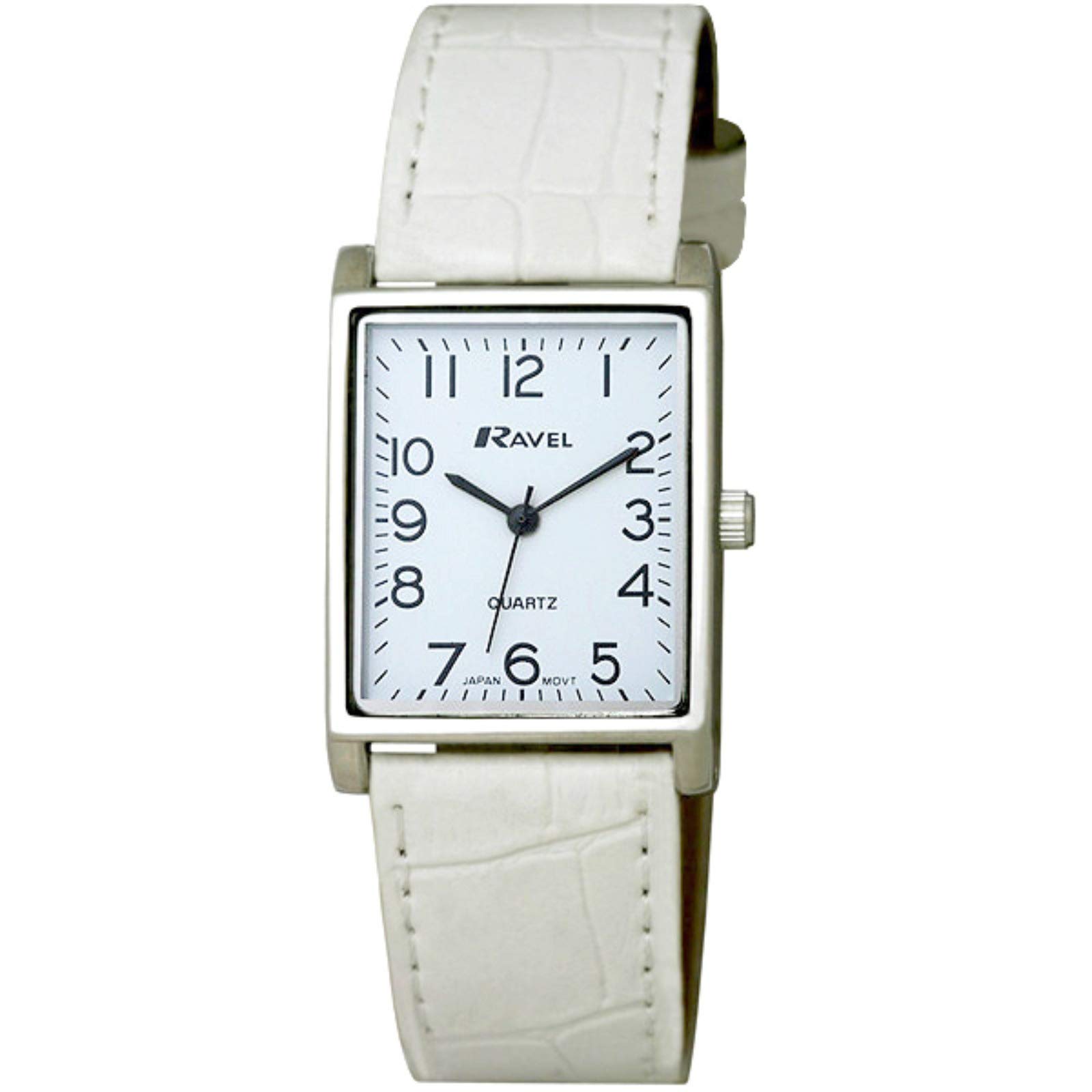 Ravel - Unisex Traditional Watch with Clear Numeral Dial - Silver Tone/White