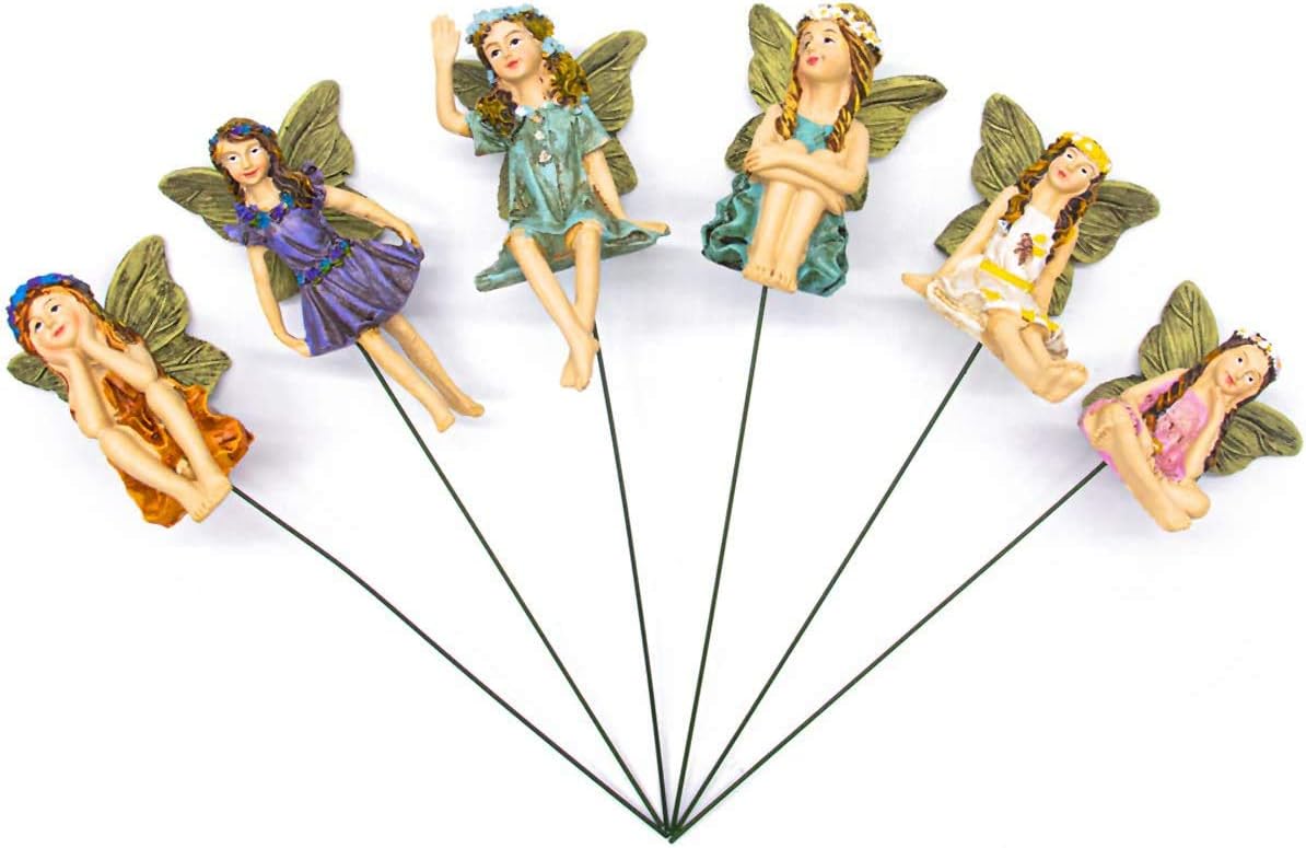 XILETU Miniature Fairies with Stable Stakes - 6 Different Fairies Patio Decor & Garden Ornaments Party Supplies Yard Stakes Decorative for Outdoor Christmas: Garden & Outdoor