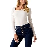 Guess Womens Eco Long Sleeve Asymmetrical Areiah Top