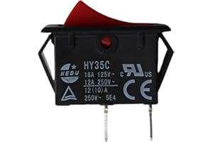 TSNUPGOHXW 1pcs HY35C Push Button Switch AC 125/250V ON Off Rocker Switch KEDU 2Pins