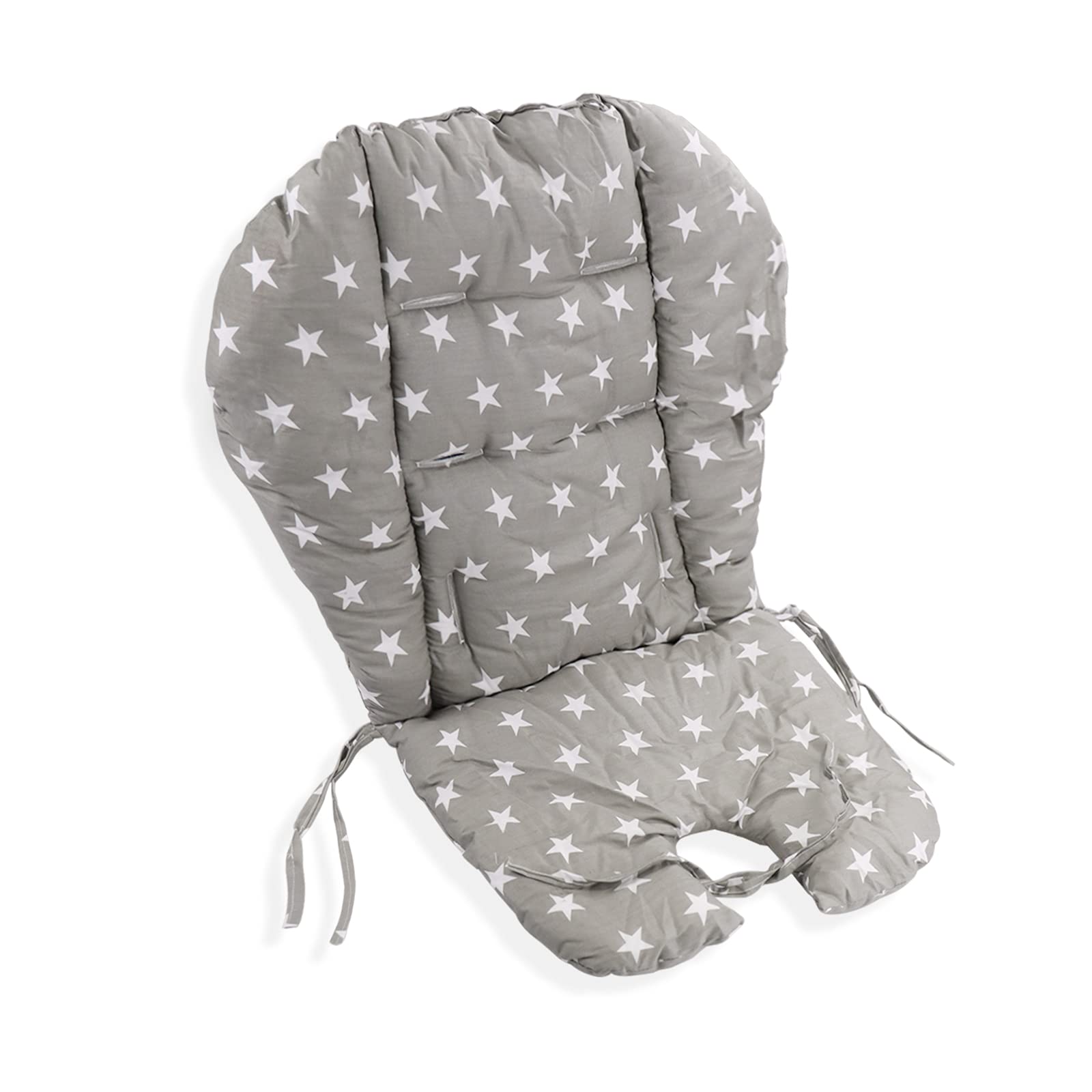 Grey Big Star Pattern High Chair Pad - Light, Breathable, Soft & Comfortable Cushion for Baby Dining Chairs