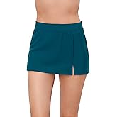 Aqua Green Womens Full Coverage Skirted Swim Bottom with Side Slit