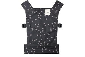 Baby Tula Mini Toy Carrier for Dolls and Stuffed Animals, Child-Sized Toy Carrier with Adjustable Straps, Soft Fabric and Easy Fit for Kids' Imaginative Play - Discover (Black/Stars)