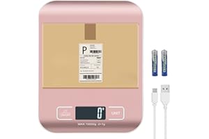 Selegere Digital Shipping Scale, Kitchen Scale, Stainless Steel Accurate 10kg/1g Portable Rechargeable Small Postal Scale for Packages, Small Business, Handmade, Liquids, Jewelry, Boutique(Rose Gold)