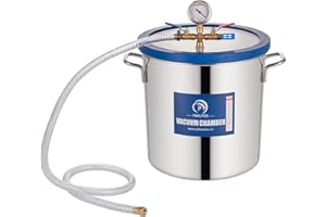 P PBAUTOS 5 Gallon Vacuum Chamber, Stainless Steel Vacuum Degassing Chamber 18.92L, Degassing Chamber with Acrylic Crystal Lid for Resin Casting, Degassing Essential Oils, Not for Stabilizing Wood