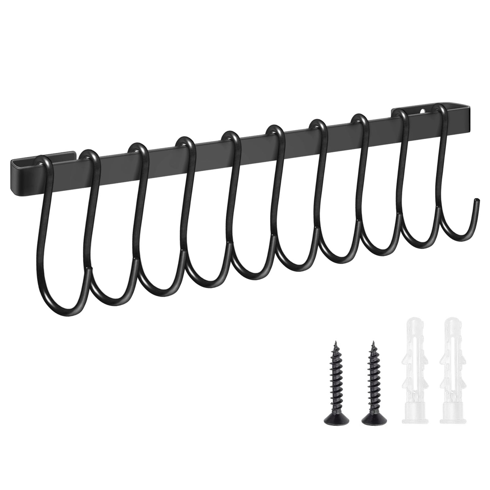 Photo 1 of Pot Rack Kitchen Rail with 10 Hooks, Hanging Pot Rack Wall Mounted Kitchen Utensil Holder, Hanging Utensil Rack 14 Inches