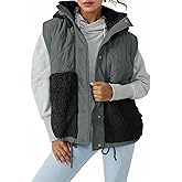 Imily Bela Womens Winter Sherpa Fleece Vest Stand Collar Button Down Sleeveless Jacket Casual Hooded Coat Outerwear