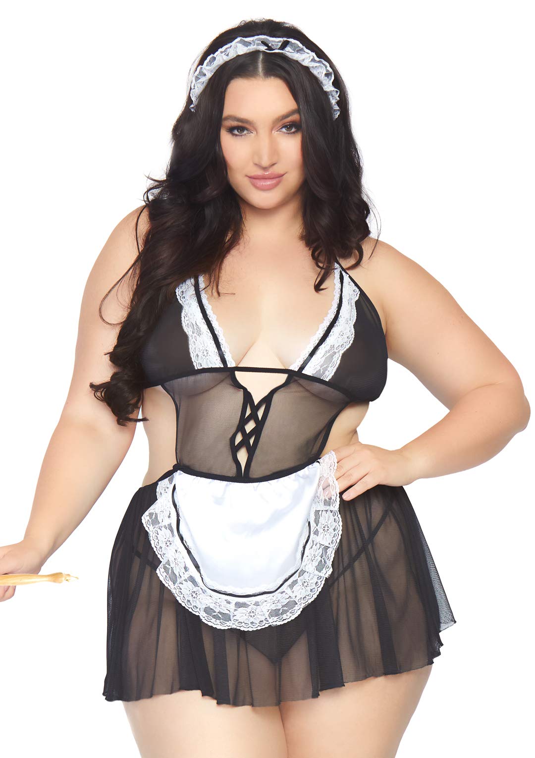 Leg Avenue Roleplay Fantasy French Maid +, Black, White, 1X-2X
