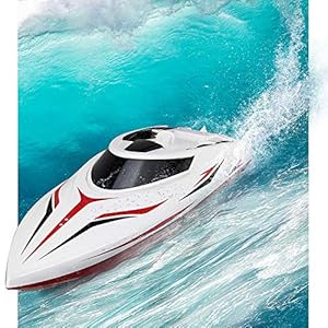 INTEY RC Racing Boats (25miles+) 17 Inches Large Double Waterproof Remote Control Speed Boat with Fine Tuning Capsize Recovery for Kids and Adults Contain 2 Batteries