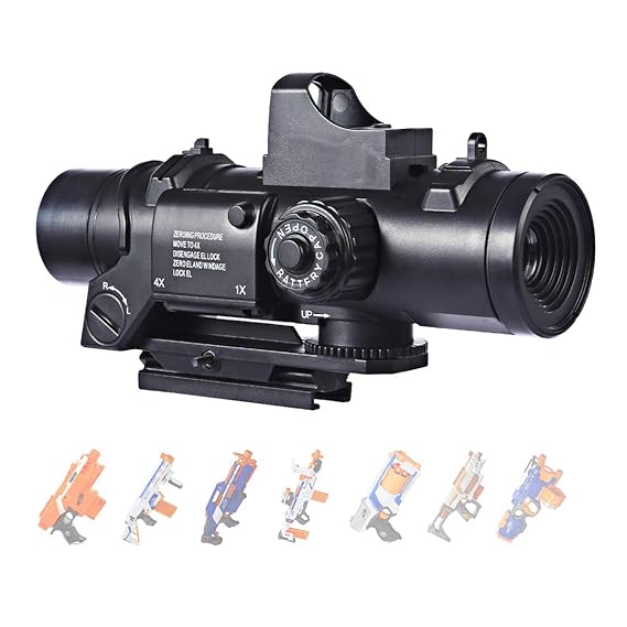 GANADA Bei 6X Taktisch Visier Upgrade Zielfernrohr mit Zoom und 7cm Rail für Nerf Stryfe/ Infinus/ Retaliator/ Rapidstrike/ M