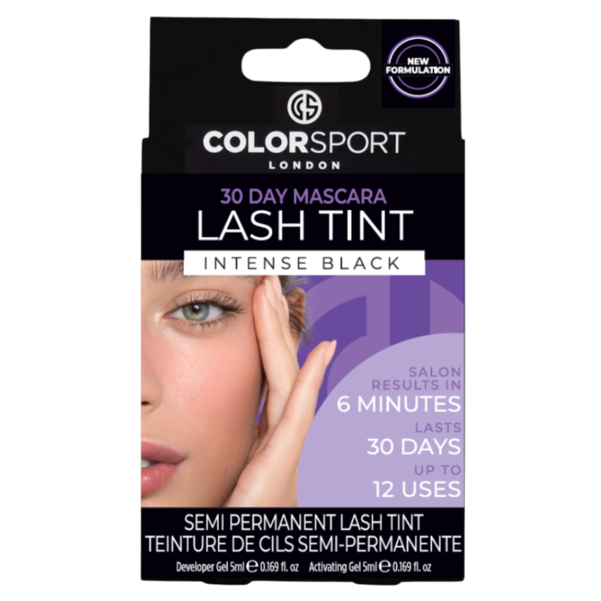 Colorsport 30 Day Mascara Lash Tint – Black Eyelash Tint Kit for Darker, Fuller Lashes | Waterproof, Smudge-Proof, Long-Lasting | Easy At-Home Lash Dye Kit | Up to 12 Applications