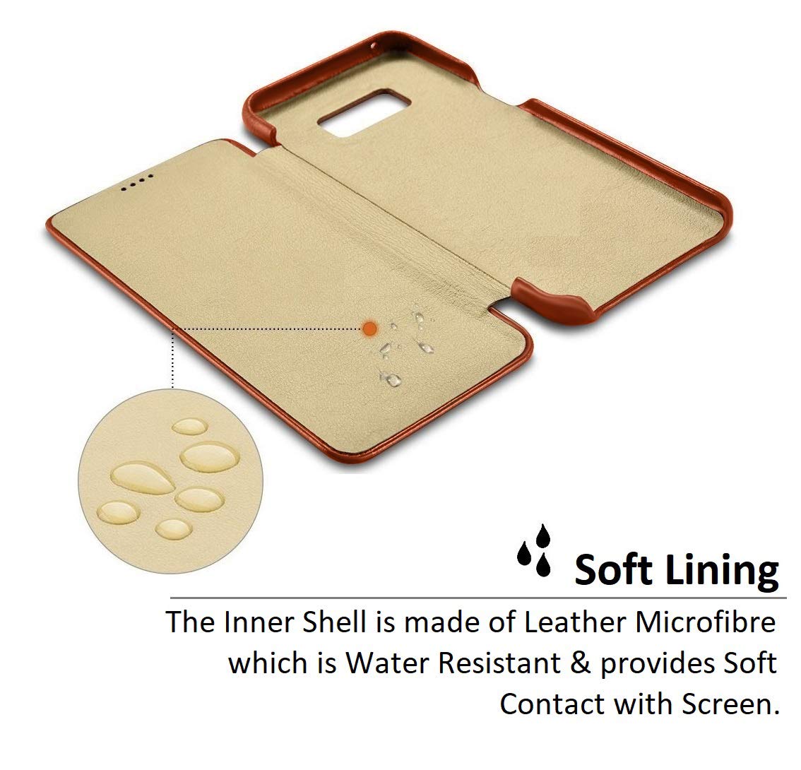 Samsung Galaxy S8 Plus Leather Case - Genuine Leather Vintage Folding Flip Case with Magnetic Closure - Protective Cover for Galaxy S8 Plus 6.2 Inch