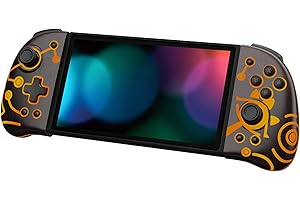 FUNLAB Luminous Switch Controller Compatible with Nintendo Switch/OLED, Ergonomic Joypad Controller for Handheld Mode with 7 LED Colors/Paddle/Turbo - Brown