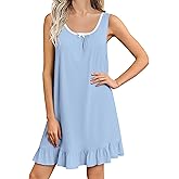 Ekouaer Nightgowns for Women Sleeveless Nightdress Cute Night Gowns Short Sleepshirt Soft Sleepwear Pajama Dress S-XXXL