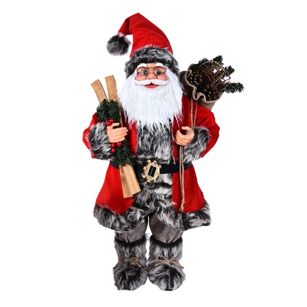 TOYANDONA Christmas Santa Claus Figurine Ornament Standing Santa Claus Doll Christmas Display Decoration 30CM