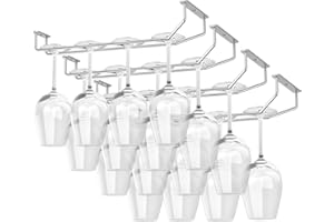 FOMANSH 14-Inch Wine Glass Rack Under Cabinet, Wine Glass Holder, Metal Stemware Rack, Wine Glass Storage Hanger, Single Rail