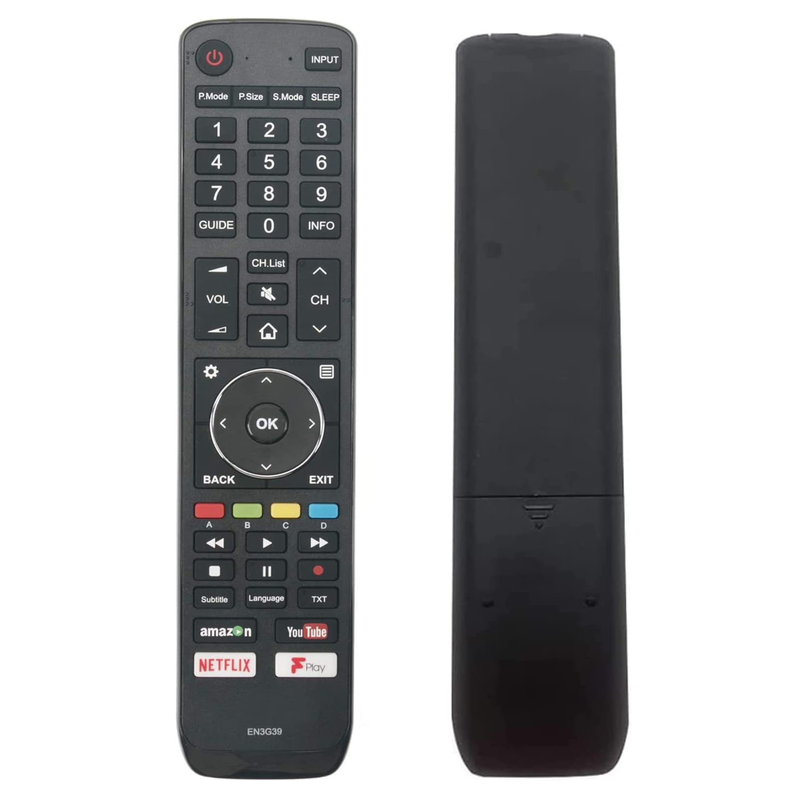 VINABTY EN3G39 Remote Control fit for Hisense Smart LED LCD TV H58AE6100 H65AE6100 H43N5700 H49N5700 H55N5700 H43N5300 H50N5300 H55N5300 H65N5300 H55N5500 H43N5500 H65N5750 H49N6600 H50N5900