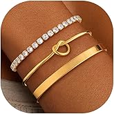 ZOERAY Silver Gold Bangle Bracelets for Women Non Tarnish 14k Gold Plated Stackable Cuff Bracelets for Women Trendy Cubic Zirconia Stainless Steel Chunky Bracelet Stack Set Waterproof Jewelry Gifts