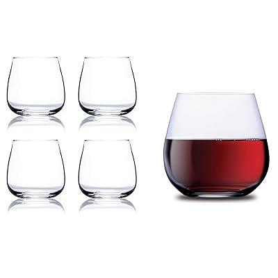 Buy Chef S Star Stemless Wine Glasses Set Of 4 15 0z Oversized Wine Glass Made From Bpa Free Sturdy Glass Dishwasher Safe Perfect To Use As Red Wine Glasses Or White