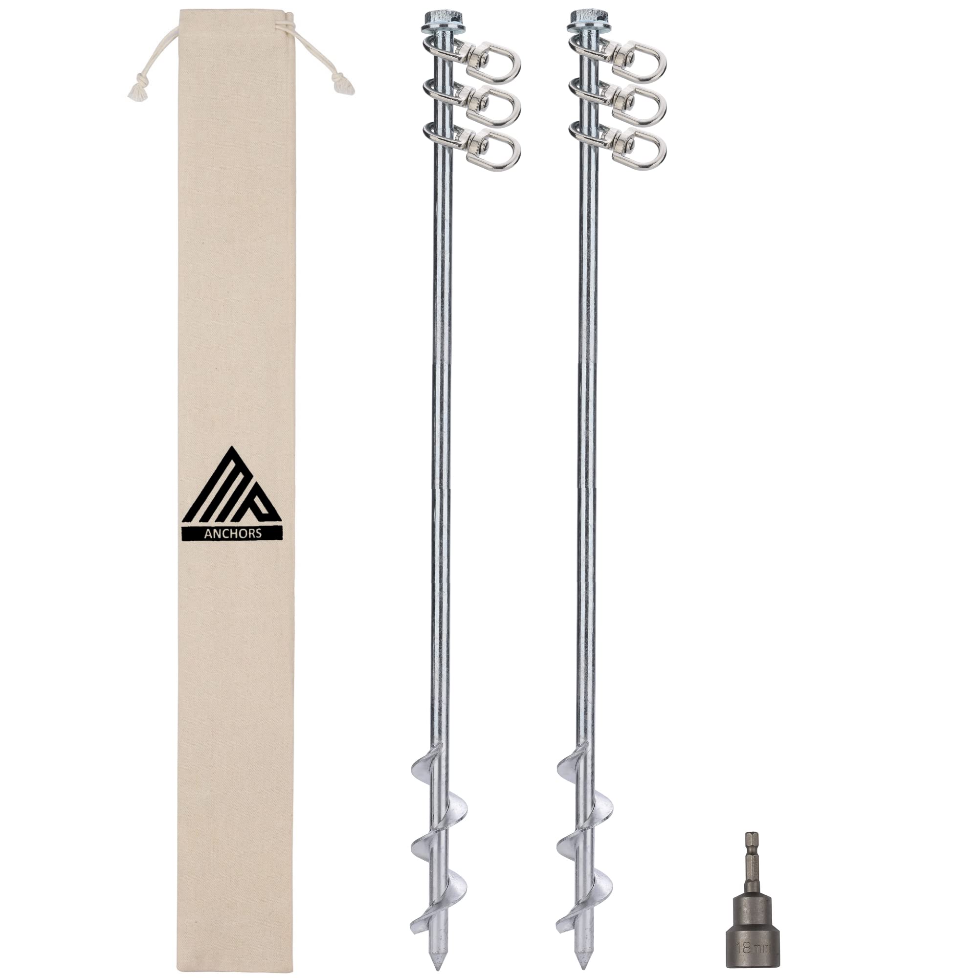 Photo 1 of Earth Anchors - 24" Set of 2 Heavy Duty Ground Anchors - Screw in, Drill Bit Included - Ideal for Mobile Homes, Sheds, Swing Sets, Trees, Awnings & Canopies