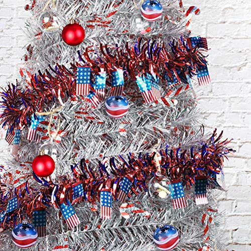 image for N&T NIETING Patriotic Wreath, 15Inch American Flag Tinsel Wreath with 