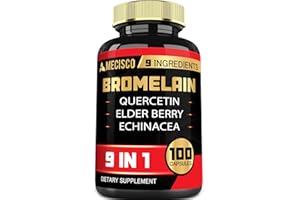 Mecisco Bromelain 1000mg with Quercetin, Elderberry, Echinacea & More Supplement - 100 Capsules - Bromelain Quercetin Supplement Supports Digestive System, Joint Health & Balanced Immune System