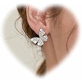 Handmade Bohemian Crystal Butterfly Earrings Vintage Crystal Butterfly Earrings Crystal Butterfly Drop Earrings Silver Butterfly Stud Earrings Jewelry for Women and Girls Gifts