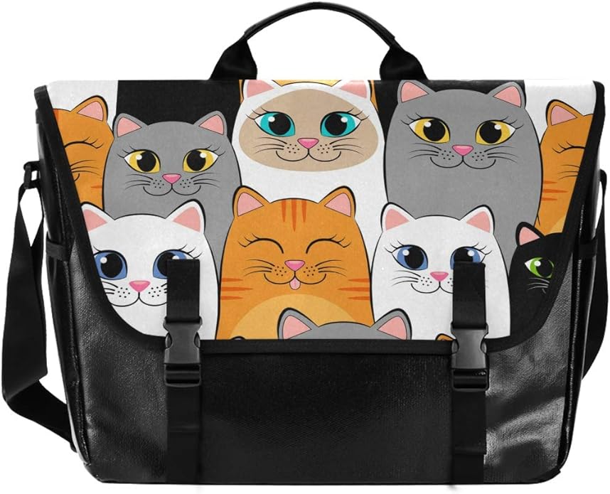 Messenger BagCats Waterproof Canvas Leather Computer Laptop Bag 15.6