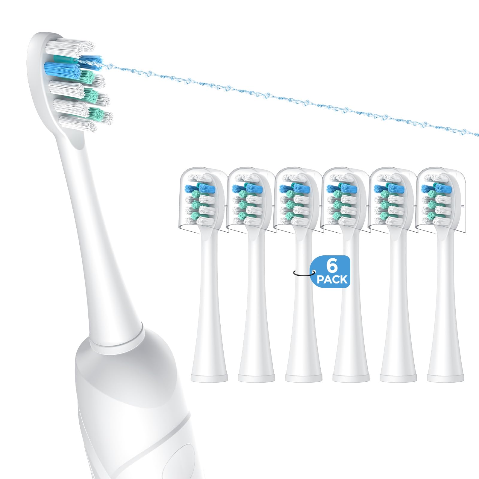 Photo 1 of FitMount 6 Pack Toothbrush Replacement Heads Compatible with WaterPik Sonic Fusion 2.0, FitMount Flossing Brush Head Fit for Water-Pic SF-01 SF-02 and 2.0 SF-03 SF-04