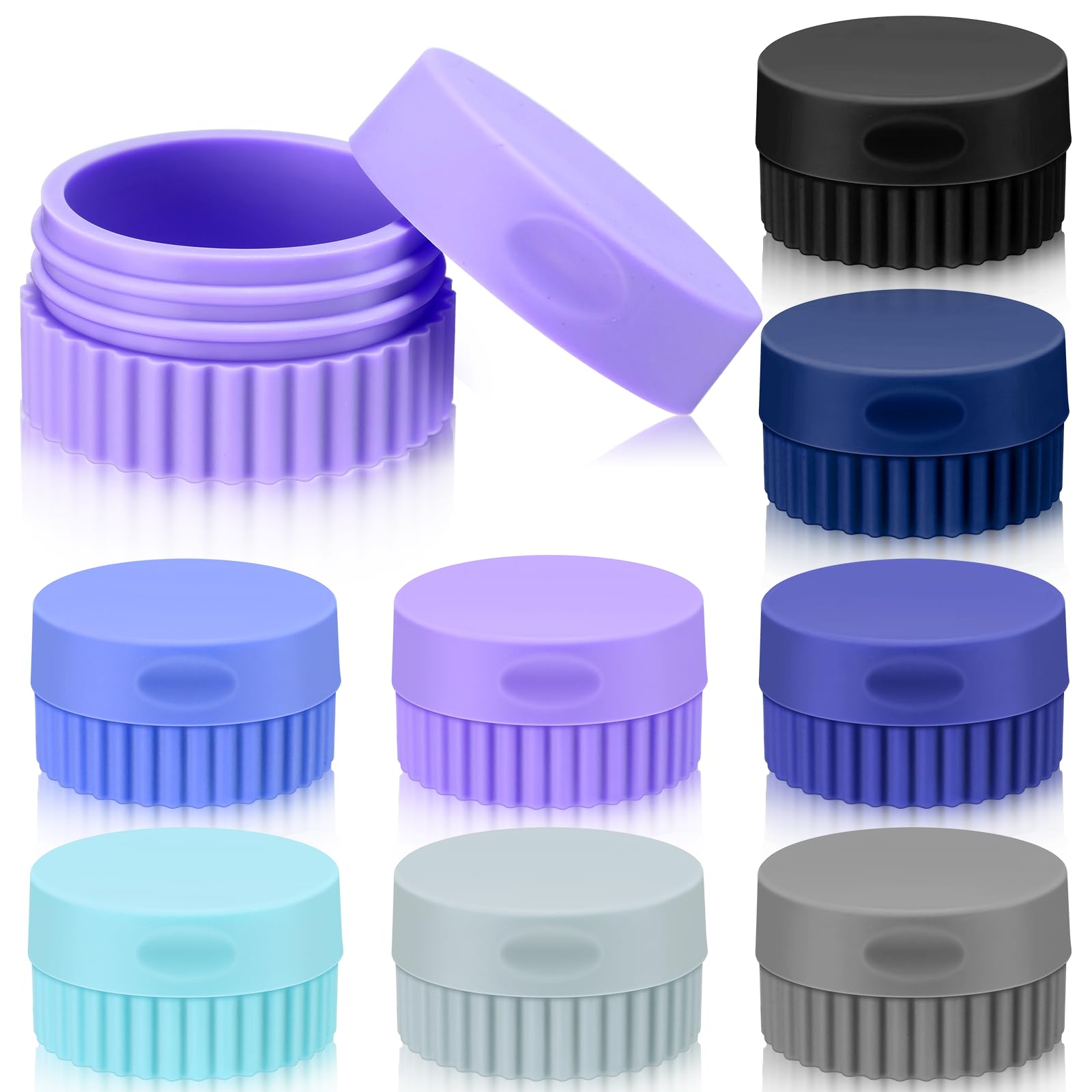 Photo 1 of Maxcheck 8 Pcs Travel Containers for Toiletries 0.68 Oz/20 ml Small Silicone Cream Jar with Lid Mini Leakproof Lotion Jar Refillable Travel Cosmetic Container for Face Body Skin Cream (Modern Color)