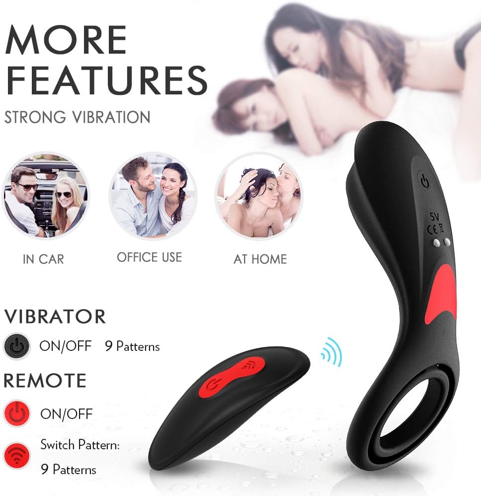 Wireless Remote Control Multiple Vibration Speed and Patterns Vibrate Lock Sleeve r-i-n-g with Bullet for Couples