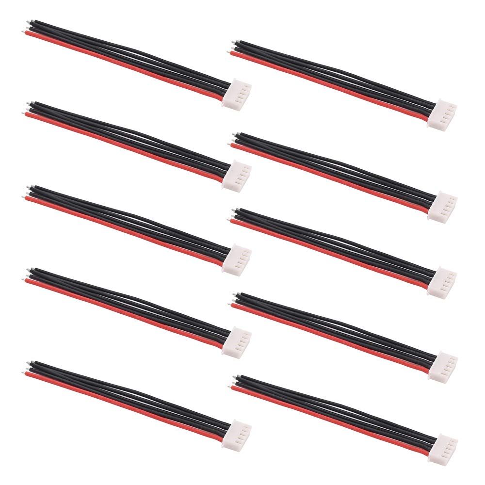 OliRC 10pcs 4" / 10cm JST-XH 4S Balance Plug Connector Adapter Lead Wire 22awg Silicone Cable for RC Lipo Battery Charger(C124-10)
