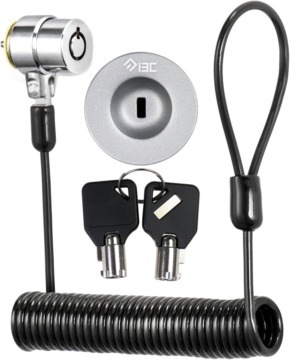 I3C Laptop Lock Cable 6ft Cut-Resistant Security Cable with 360° Rotating Lock for Wedge Slot Laptops (6x2.5mm) Anti-Theft Computer Lock for Office Library Travel Students Business