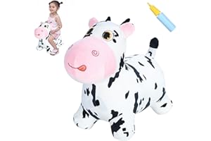 INPANY Bouncy Cow Farm Animal Hopping Toys for 2 Year Old Girl Gifts, Plush Kids Inflatable Jumping Horse, Ride on Toddler Bull Hopper, Outdoor Indoor Rubber Bouncer for 3 4 Yr Boy Birthday