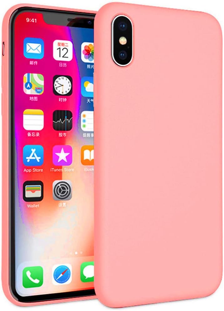 FUJITECH iPhone Xs Max Case Ultra Thin Pink - Premium Liquid Silicone with Soft Touch & Non-Slip Surface, Super Slim & Lightweight, Precise Fit (Pink, iPhone Xs Max)