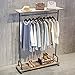 MBQQ Industrial Decorative Clothes Rack, Black Silver, Wood and Iron, 47.2