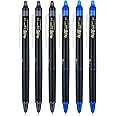 Pilot FriXion Synergy Clicker Retractable & Erasable Gel Ink Pens, 0.5mm Extra Fine Point, 6-pack (Black/Blue)
