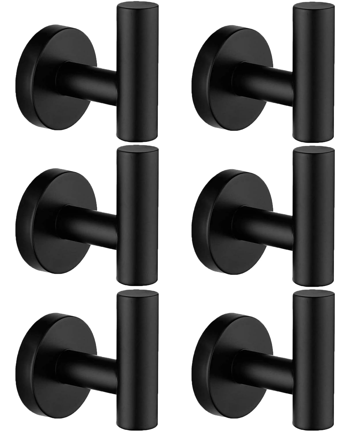 Nolimas Towel Coat Hook Matte Black SUS304 Stainless Steel Bathroom Clothes Cabinet Closet Sponges Robe Hook Wall Mounted Round Kitchen Heavy Duty Door Hanger 6 Packs Image