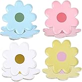 HrEtngiz 40PCS Daisy Plates Flower Paper Plates for Daisy Party Decorations 9" Daisy-Shaped Disposable Decorative Plates for Birthday Wedding Bridal Party Supplies