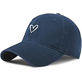 Pairxily Vintage Heart Embroidered Baseball Cap Distressed Adjustable Hat for Women Low Profile Dad Hats Unisex Cotton Cap