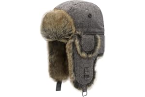 Kurhatic Winter Trapper Hat,Warm Faux Fur Aviator Hat,Russian Trooper Hunting Ski Hat with Ear Flaps for Men & Women