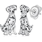 SVODEA Dog Earrings 925 Sterling Silver Dalmatian/Basset Hound/Australian Shepherd/Bernese Mountain Dog/Pitbull/Pug Earrings Cute Animal Jewelry Gifts for Women