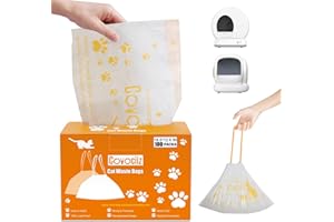COVOCIIZ 100 Pack Cat Litter Box Liners, Compatible with MeoWant SC01/C02/LR01 Litter Bags, Extra Thick Drawstring Heavy Duty Cat Waste Bags, 18.5" x 12.6"